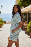 Double Cotton Gauze Getaway Camp Shirt in Prints blues 2  block ditsy print
