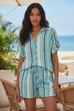 Double Cotton Gauze Getaway Camp Shirt in Prints blues 2  montauk stripe