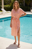 Double Cotton Print Washed Gauze Bella Dress 2 artisian block coral