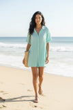 Double Gauze Cotton Lazy Day Romper in Solids sea blue