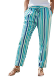 Double Gauze Cotton Print Getaway Beach Pant stripe blue