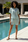 Double Gauze Getaway Lounge Short - Prints block pattern blue