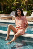 Double Gauze Getaway Lounge Short - Prints block print coral