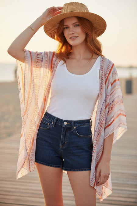 Leaves on the Wind Pastel Luxury Modal Print Made into a Kimono Coverup