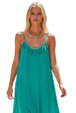 Escape to Bali Rayon Dress with Gold Metal Embleshment Details green