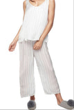Everyday Satin Soft Pajama Tank Crop Pant Set by Loungerie blue ditsy on white 2