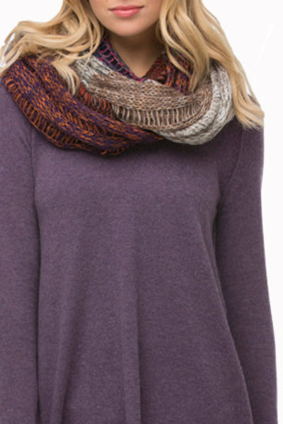 F14-K1-Hand Knit Patchwork Pattern Infinity Scarf _ Multi Color