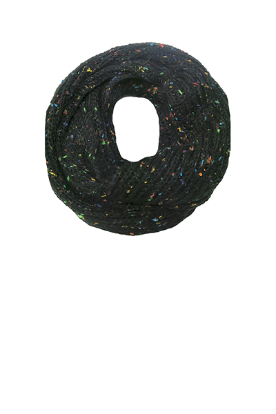 F14K7 Hand Knit Funfetti Circle Scarf in Black 2