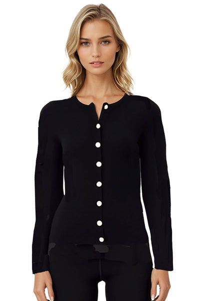 100% Cashmere Cardigan Black Women's Sweater | Subtle Luxury Cashmere
