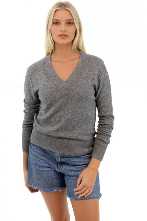 FFVCF-Favorite-Fitted-V-Neck-Cashmere-Sweater-cloudy-grey-Marina Sweater V Neck Cashmere Women;s Grey
