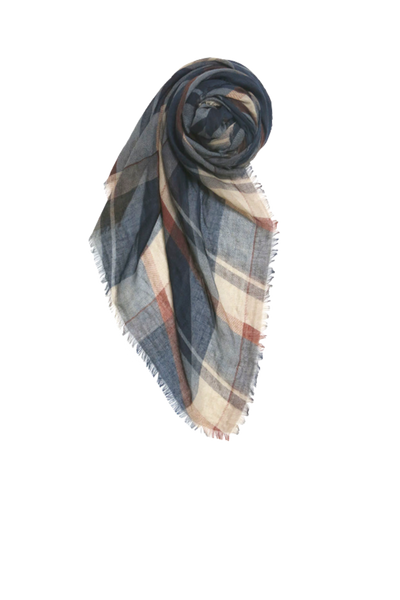 Fireside Plaid Checks Raw Edge Print Scarf Wrap