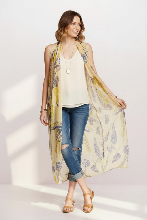 FSV14N1-Ivory_Free_Spirit_Multi-Wear_Coverup_Vest_Dress_in_Scattered_Feathers_Print_2