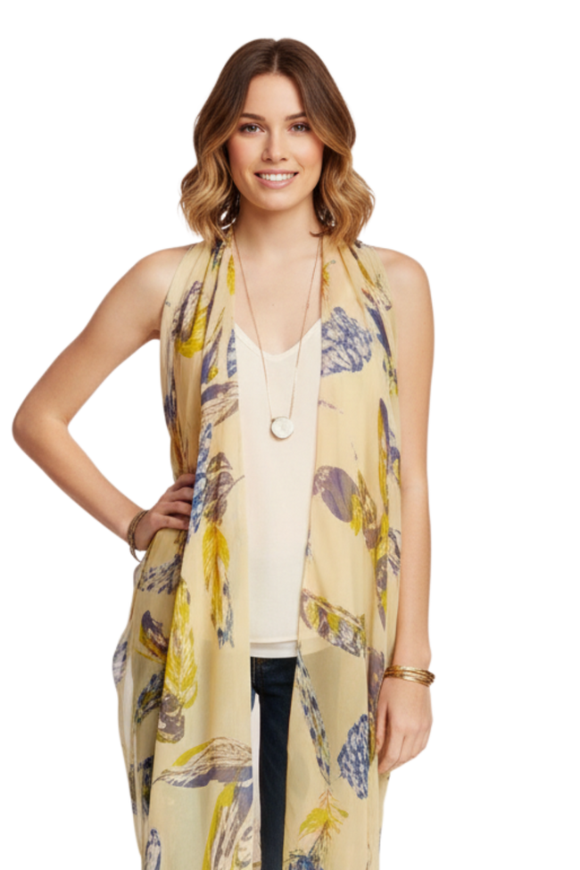 FSV14N1-Ivory_Free_Spirit_Multi-Wear_Coverup_Vest_Dress_in_Scattered_Feathers_Print