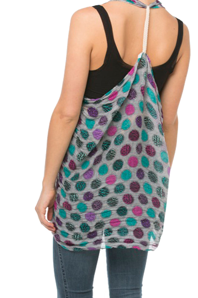 Free Spirit Multi-Wear Coverup Vest Dress in Safari Dots Print
