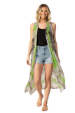 FSV14T5B Free Spirit Multi-Wear Coverup Vest Dress in Painted Snake Print with Lime Accent