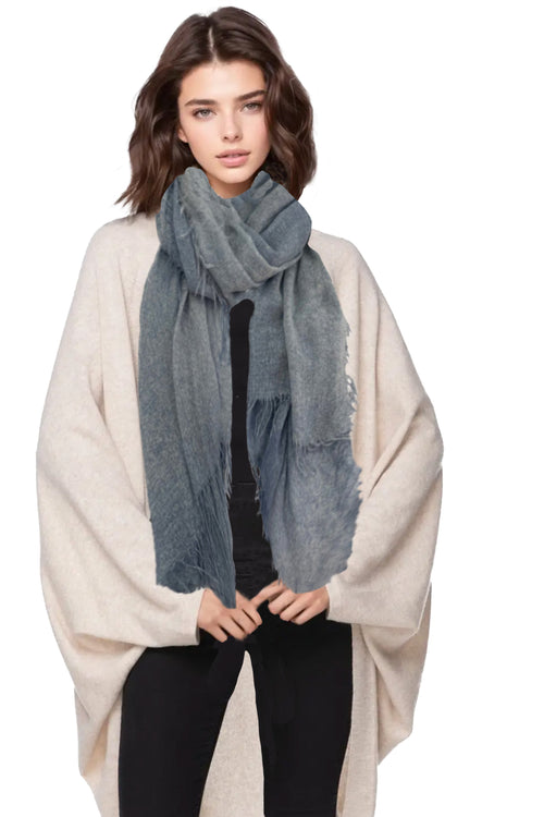 100% Cashmere New York Parkway Luxury Scarf in Chambray