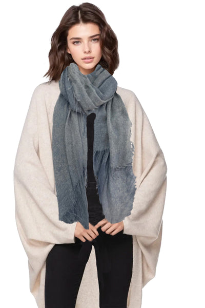 100% Cashmere New York Parkway Luxury Scarf in Chambray