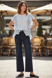 Fae Crop Top with Cotton Eyelet Cutwork Detail lt grey