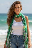 Floral Festival Lime Green Border Print Scarf Wrap-