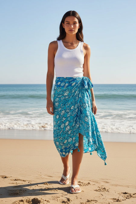 Artisanal Patchwork Print Multi Wear Sarong Wrap Scarf