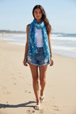 Floral Nomad Blue Turquoise Print Scarf Wrap Sarong 3