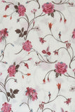 Floral Print Extra Fine Wool Fashion Scarf Wrap white with pink swatch 2