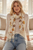 Floral Print Extra Fine Wool Luxury Fashion Scarf Wrap yellow