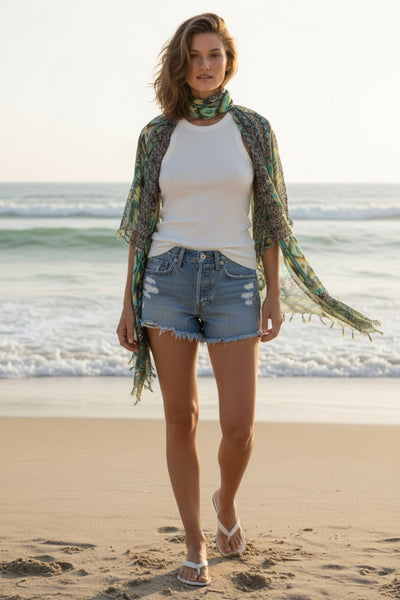 Free Falling Luxury Fabric Print Scarf, Sarong, Wrap
