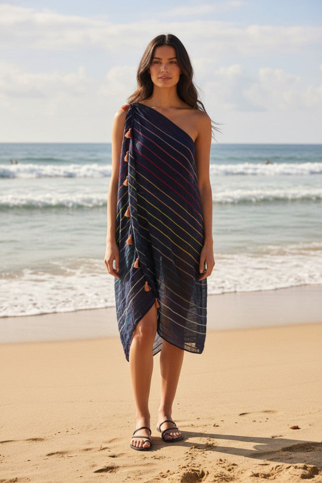 Free Spirit Coverup Multi-Wear Vest in Rainbow Magic Stripe Print 2