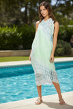 Free Spirit Coverup Multi Wear Vest in Siren Song Soft Tie Dye Mint-Blue 2