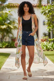 Free Spirit Multi-Wear 4-1 Coverup in Paradise Cove Sheer Print tan
