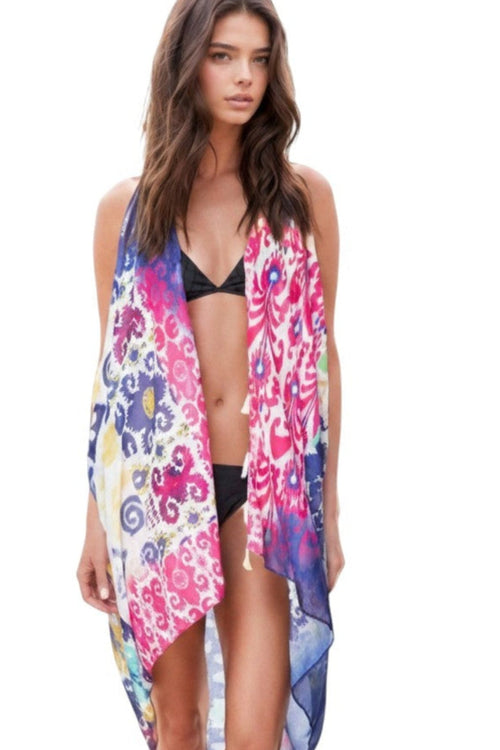 Free Spirit Multi-Wear Cover-Up Vest in Mystic Relic Sheer and Soft Print