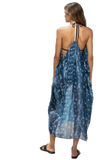 Free Spirit Multi Wear Coverup Vest in Flower Stamps Blue Print back