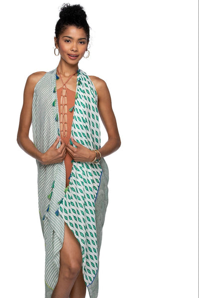Free Spirit Multi Wear Coverup in Vacation Melody Print green 2