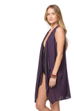 Free Spirit Vest Coverup Beachwear in Stitch & Pom Purple