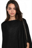 Be Golden 100% Cashmere Braided Trim Poncho