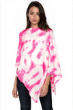 Flamingo-White Tie Die Cashmere Poncho Sweater