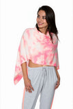 GS04TD-Sunset-White Cashmere Poncho Tie Dye Pink Orange