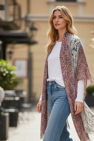 Gemini Rising Jacquard Woven Fabric Scarf Wrap 2 spun by subtle luxury scarves 2
