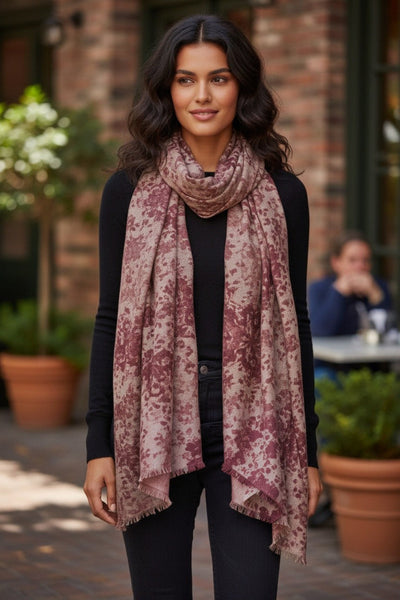 Gemma Maroon Pirnt Luxury Extra Fine Wool Wrap Scarfgemma-print-maroon-gemma-printed-scarf-in-maroon