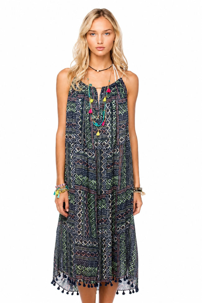 Keyhole Coverup Sundress in Geo Scribbles Print
