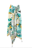 Golden Afternoon Texture Print Sarong Wrap Scarf Coverup