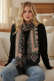 Guatemala Multi Color Quilt Print Wool Scarf  black