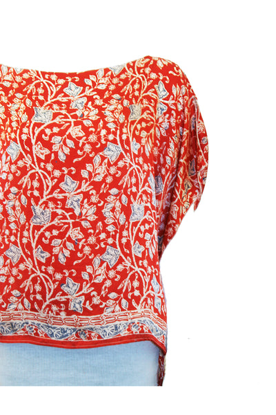 Hi Low Crop Tee in Printed Silk (Copy)