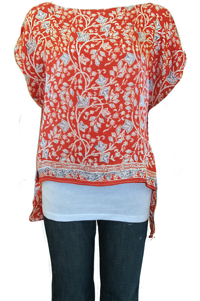 Hi Low Crop Tee in Printed Silk (Copy)
