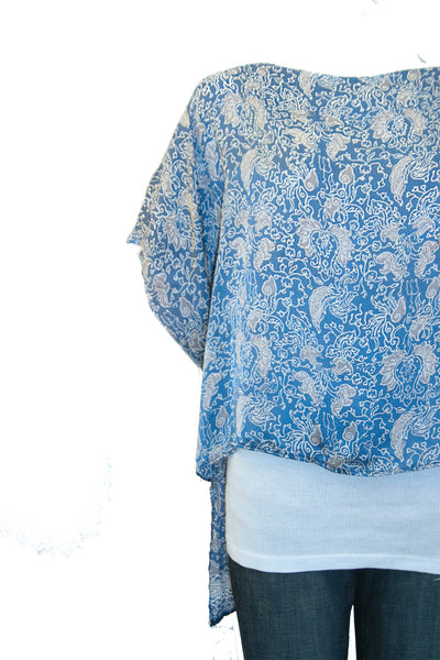 Hi Low Crop Tee in Printed Silk (Copy)