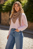 Hand-Knit Triangle Open-Weave Scarf in Taupe