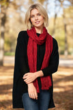 Hand Knit 2-Way Long or Mesh Cowl Neck Infinity Fringe Scarf red spun by subtle luxury knit fall scarves