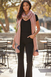 Hand Knit Floral Multi Color Jacquard Long Scarf Wrap pink multi  4