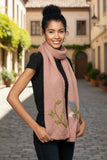 Hand Knit Floral Multi Color Jacquard Long Scarf Wrap pink multi